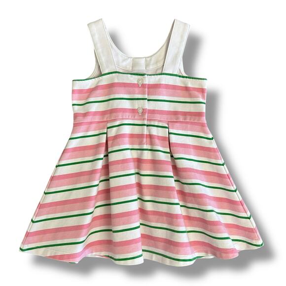 Janie & Jack Baby Dress 12–18 M Pink Stripe Bow Fit & Flare Classic Preppy Style - Picture 4 of 8